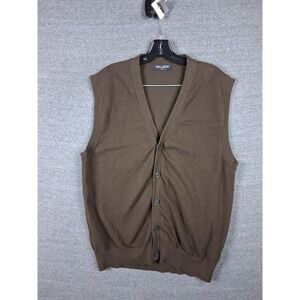 Kallspin Mens Sweater XL Brown Vest Cardigan Cotton Dad Grandpa Academia